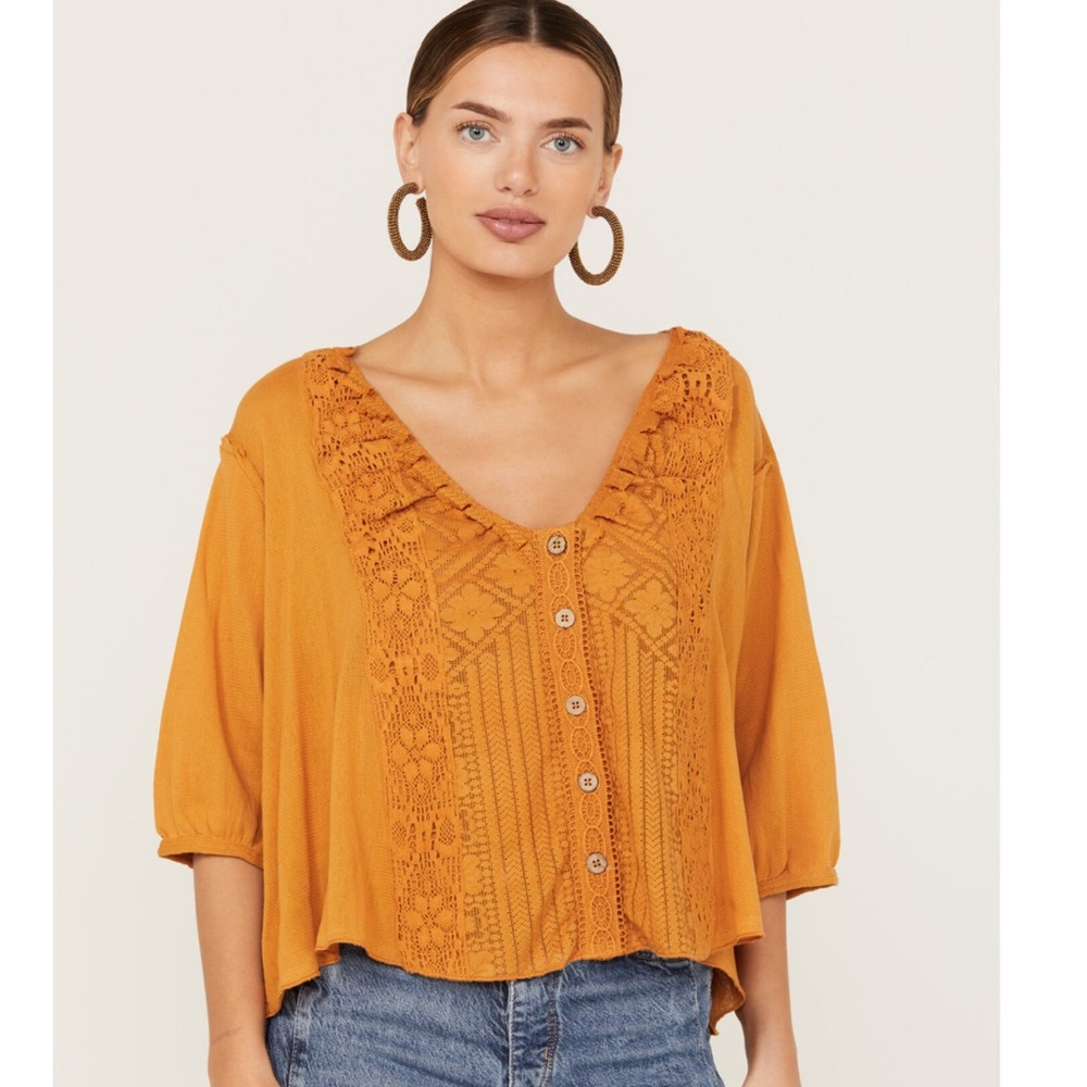 Free People Mae Top in Russet Orange, Size Small